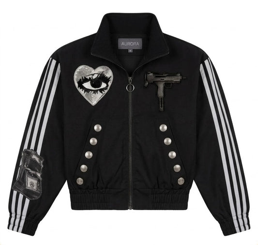 AURORA: Lost Eye Rhinestone x Zip Up Hoodie